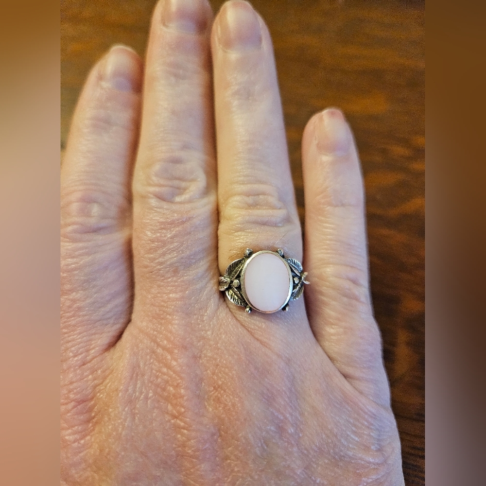Sterling silver oval stone ring